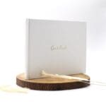 Guestbook showing foil cover and spine text