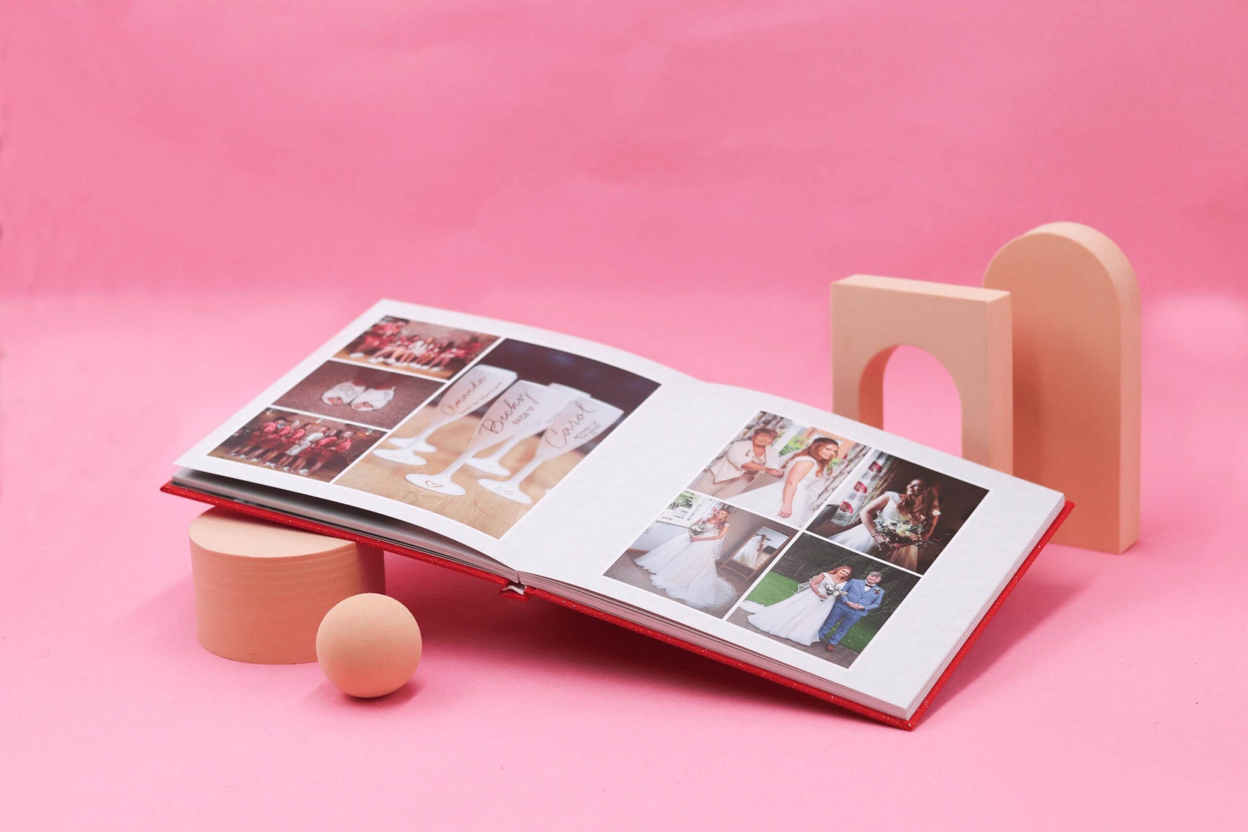 A Layflat book with wedding images inside