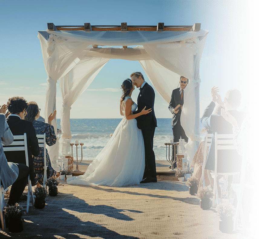 Semi transparent beach wedding