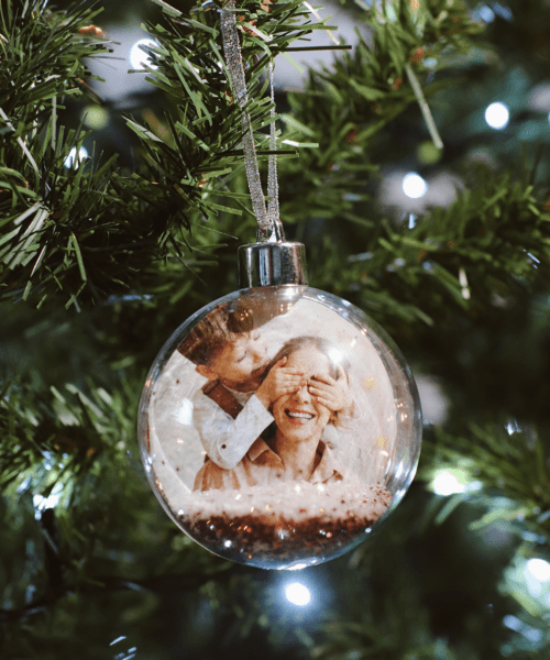 Personalised Glitter Photo Bauble