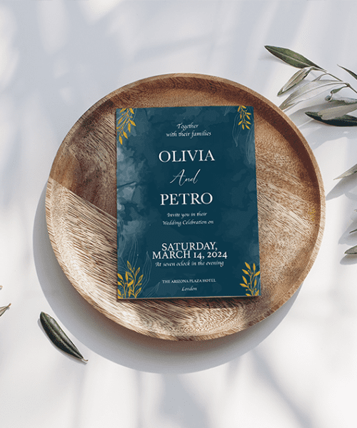 Steel Blue Gold Foiled Wedding Invite Steel Blue Gold Foiled Wedding Invite
