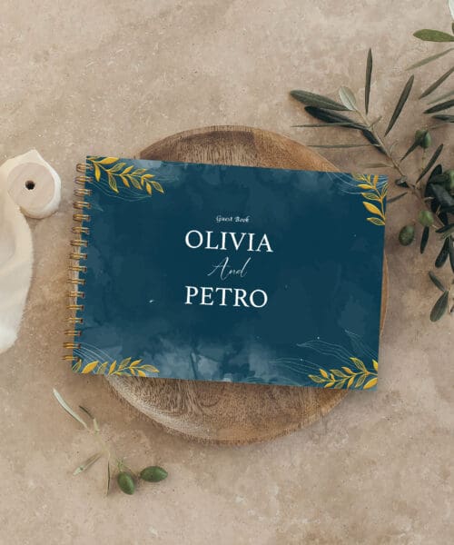 Steel Blue & Gold Foil Guest Book Steel Blue & Gold Foil Guest Book