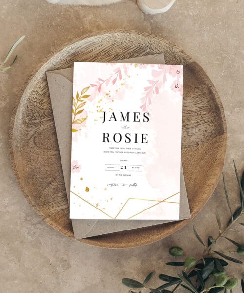 Pink floral Foiled Wedding Invite Pink floral Foiled Wedding Invite